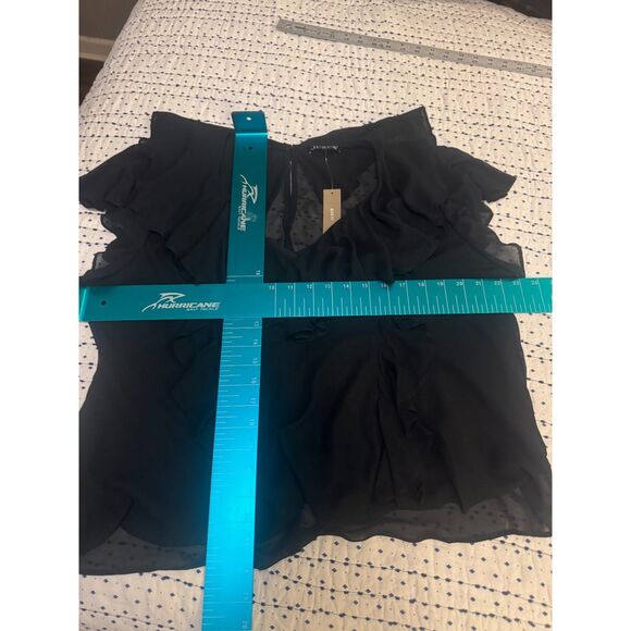 J.CREW NWT Blouse 2X Black Ruffled Chiffon Layered Cami V-Neck Career Sexy Top - Picture 12 of 14